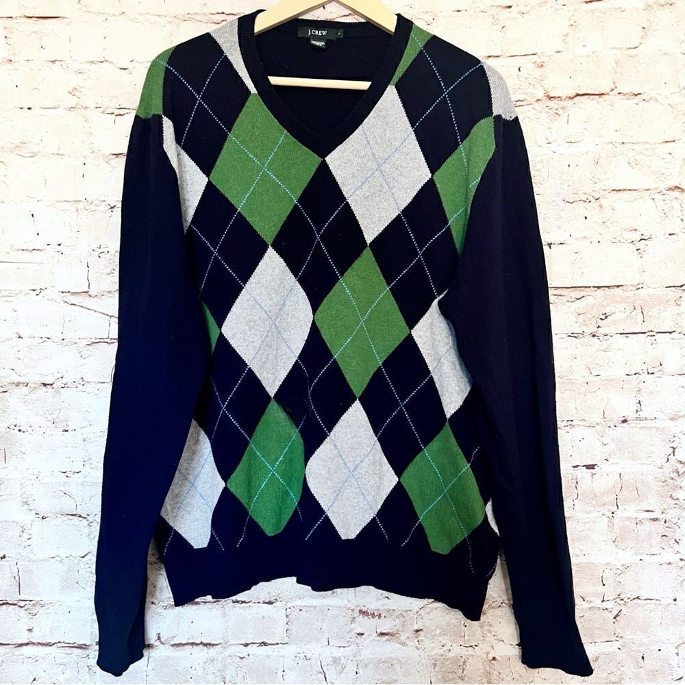J. Crew vintage men’s cotton cashmere argyle sweater